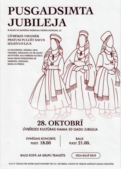 Līvbērzes kultūras nama 50 gadu jubilejas afiša