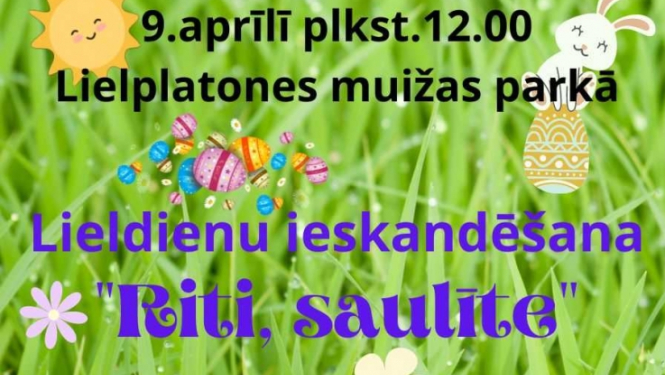 Lielplatones muižas parkā Lieldienu ieskandēšana kopā ar Ceraukstes folkloras kopu "Laukam pāri"