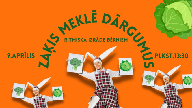 Pie Svētes muižas Lieldienu izrāde bērniem "Zaķis meklē dārgumus"
