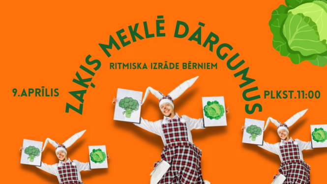 Pie Zaļenieku kultūras nama Lieldienu izrāde bērniem "Zaķis meklē dārgumus"