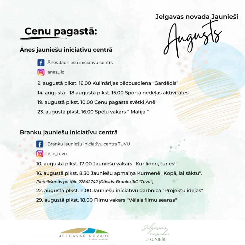 Pasākumi jauniešu iniciatīvu centros