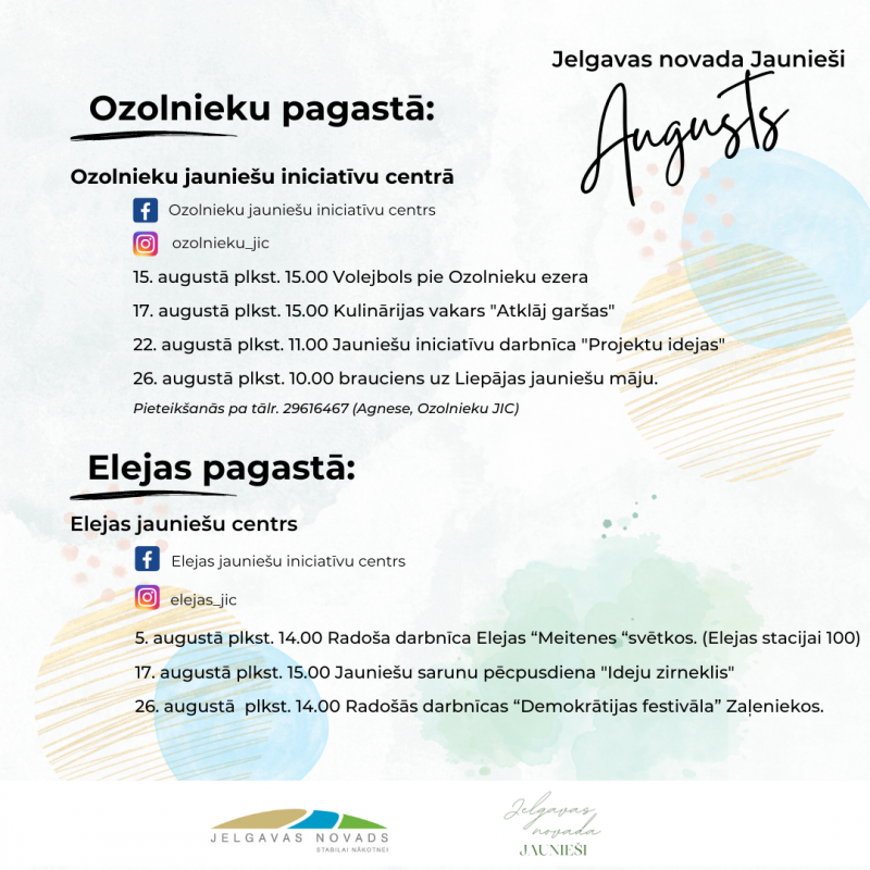 Pasākumi jauniešu iniciatīvu centros