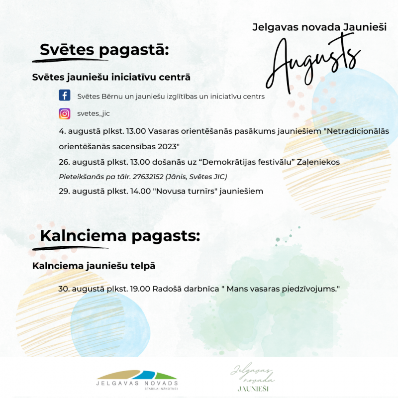 Pasākumi jauniešu iniciatīvu centros