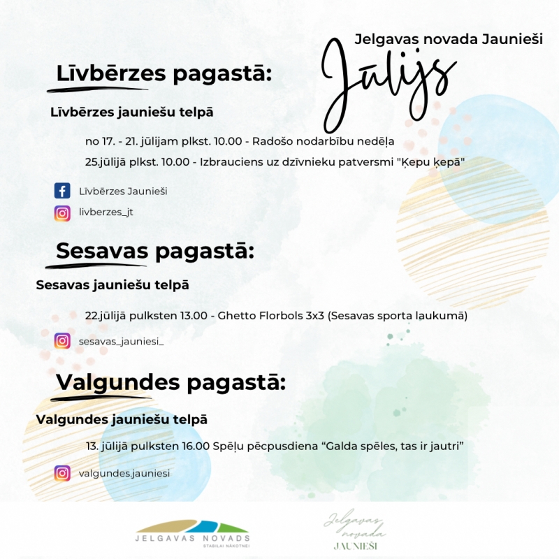 Līvbērzes, Sesavas un Valgundes jauniešu telpas