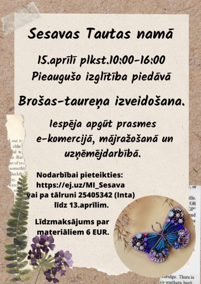 Brošas-taureņa izveidošana