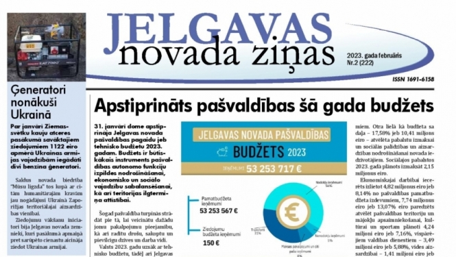 Iznācis informatīvā izdevuma "Jelgavas Novada Ziņas" februāra numurs