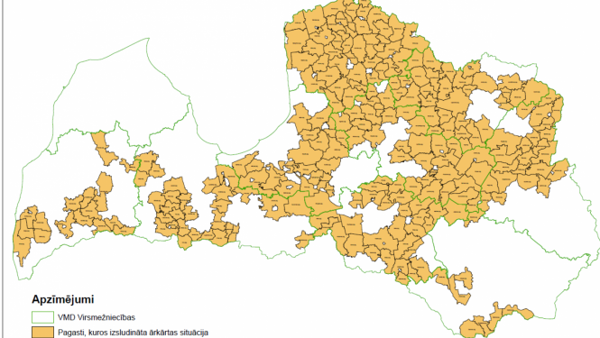 32 novados Latvijā izsludināta ārkārtējā situācija; aizliedz ciršanu