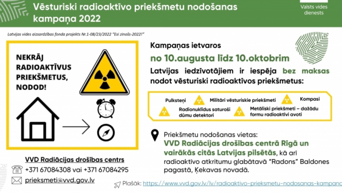 Nekrāj radioaktīvus priekšmetus - Valsts vides dienests aicina tos nodot bez maksas