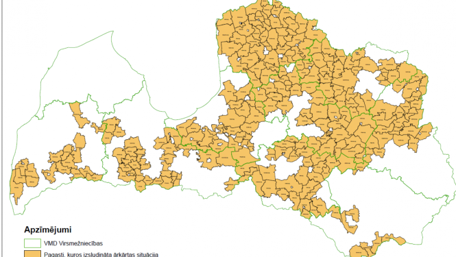 32 novados Latvijā izsludināta ārkārtējā situācija; aizliedz ciršanu