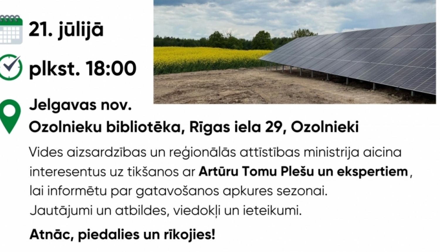 Vides aizsardzības un reģionālās attīstības ministrs apmeklēs Ozolnieku bibliotēku