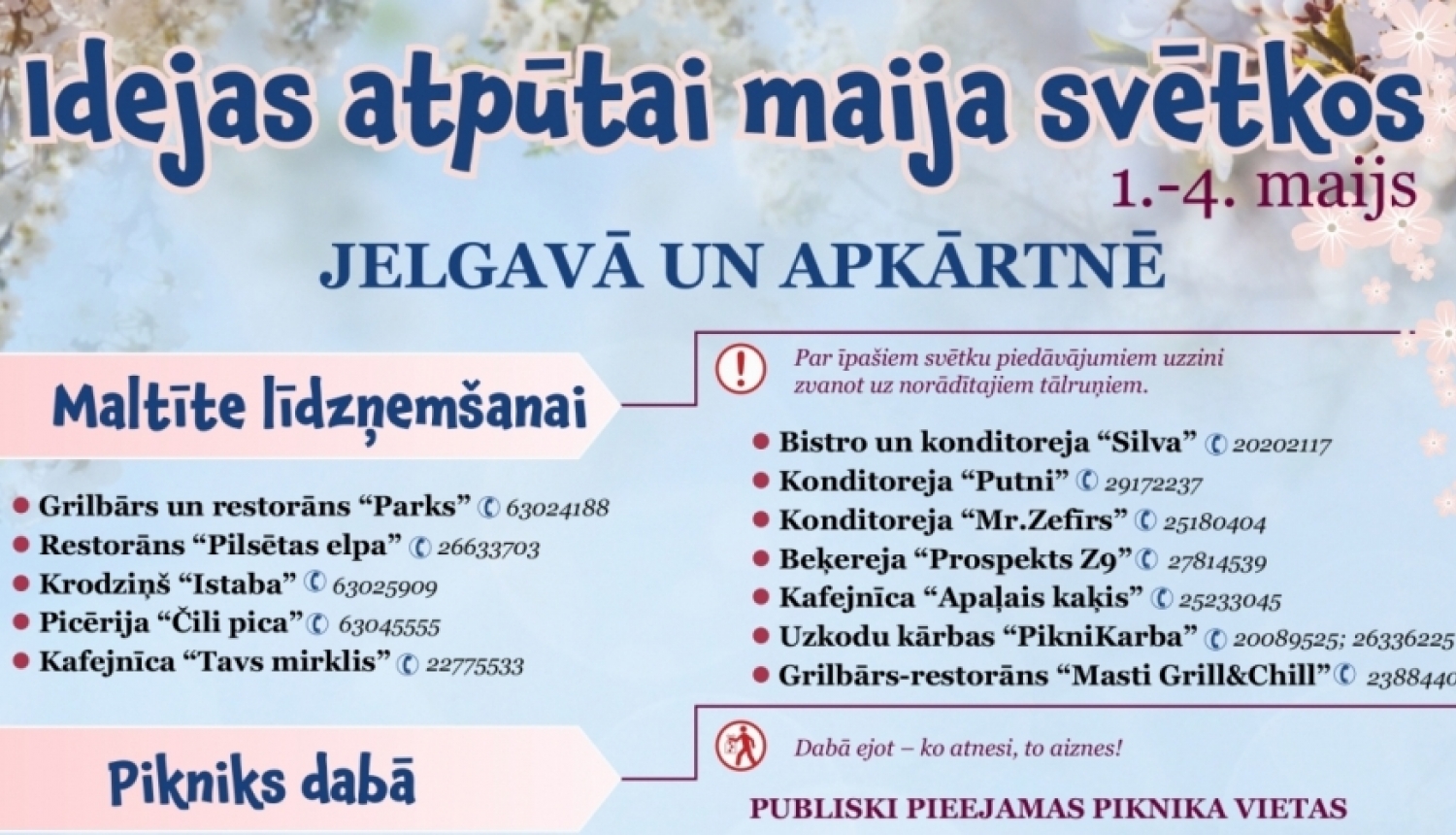 Idejas atpūtai maija svētkos