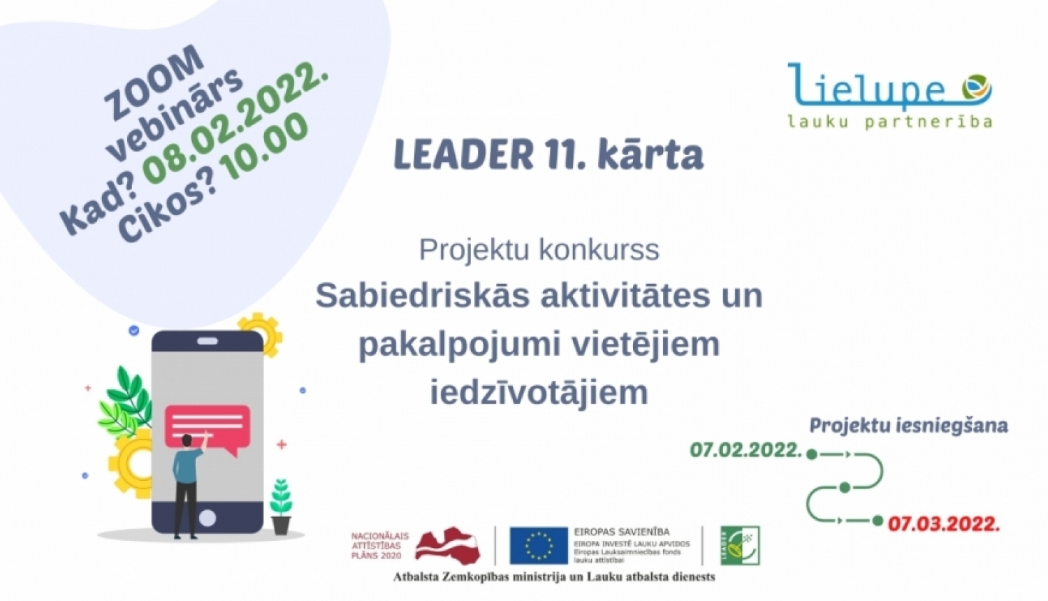 Notiks vebinārs par izsludināto LEADER projektu konkursa 11. kārtu