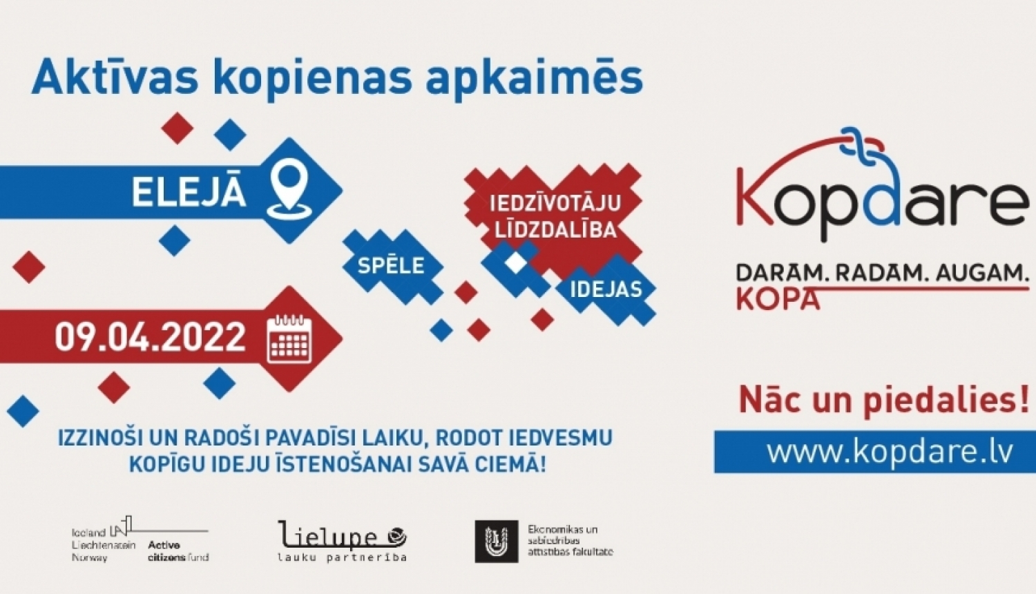 Iedzīvotāju līdzdalības spēle “Aktīvas kopienas apkaimēs”- ELEJAS pagastā